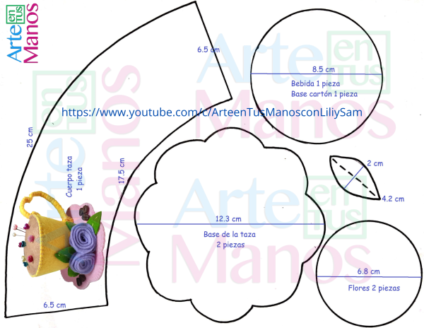 Taza Alfiletero en Fieltro Tutorial Artemaníacos Arte en Tus Manos