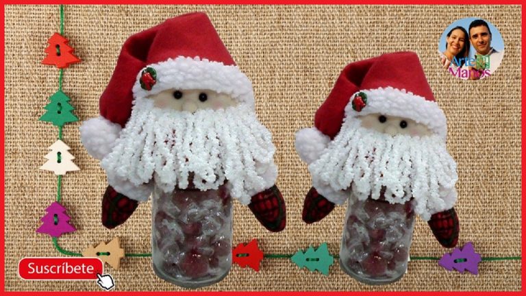 Dulcero Navideño Santa Claus en frasco de vidrio reciclado