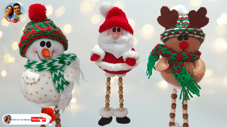 Muñecos Navideños Fáciles | Santa Claus, Reno y Muñeco de Nieve con Arte en Tus Manos