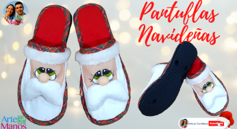 Pantuflas Navideñas, Santa Claus con Arte en Tus Manos