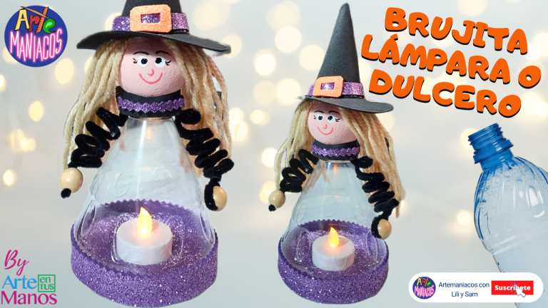 BRUJITAS Para Halloween, Lámpara o Dulcero, Fácil y Económico Con Artemaniacos