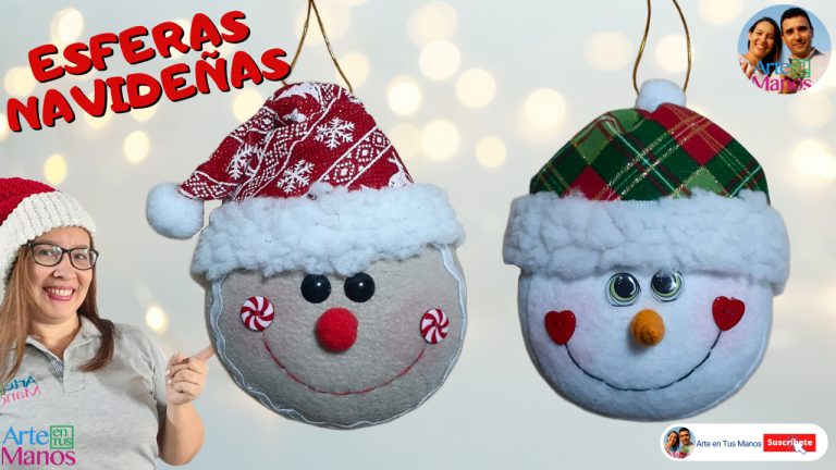 ESFERAS NAVIDEÑAS, Muñeco de Nieve y Galleta de Jengibre, Fáciles Con Arte en Tus Manos