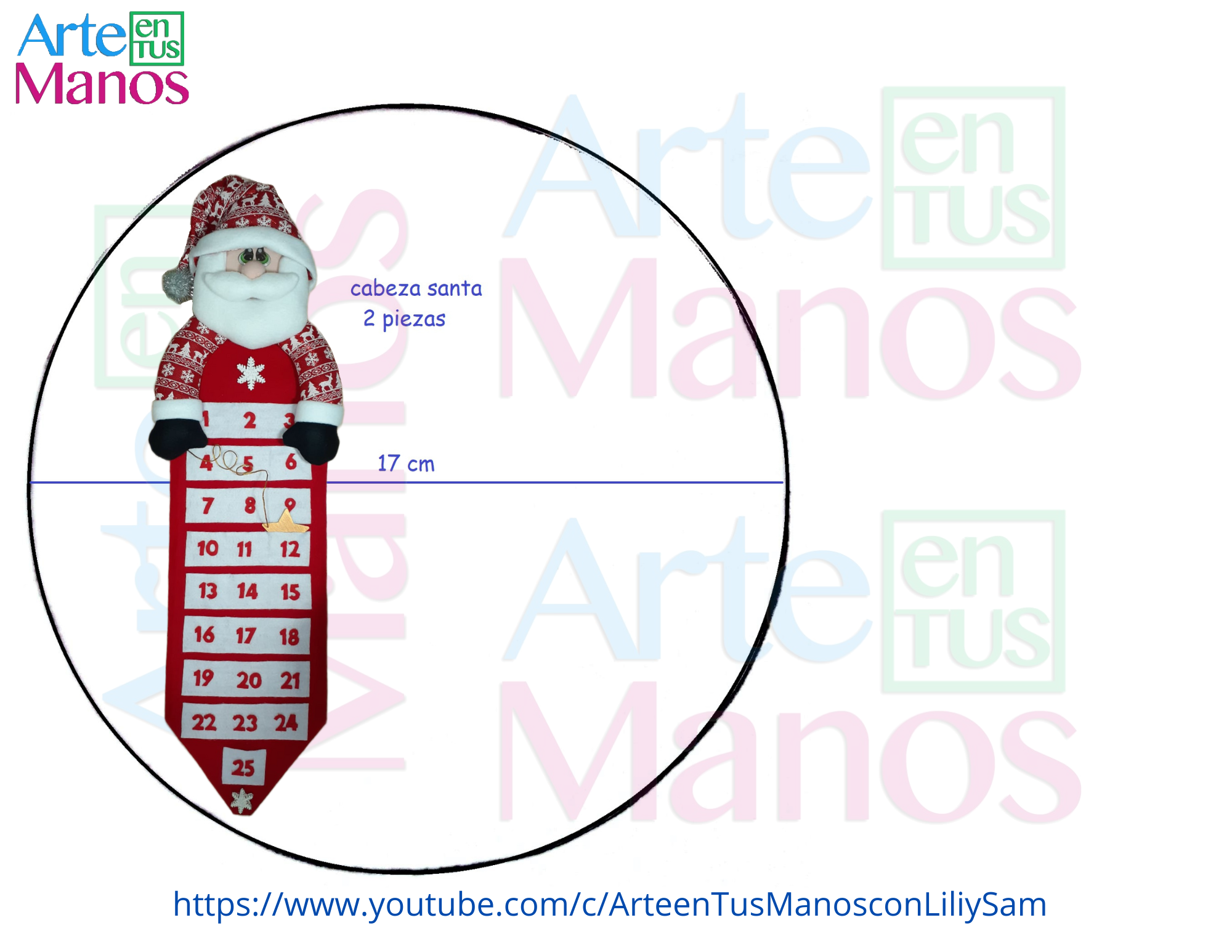 CALENDARIO NAVIDEÑO - Santa Claus, Fácil Con Arte en Tus Manos - Arte ...