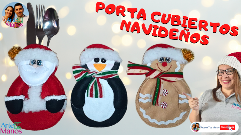 PORTA CUBIERTOS NAVIDEÑOS en Fieltro, Fácil y Económicos Con Arte en Tus Manos
