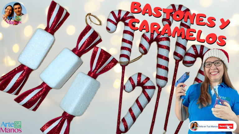 DECORA En Navidad Con BASTONES Y CARAMELOS, Fáciles y Económicos Con Arte en Tus Manos