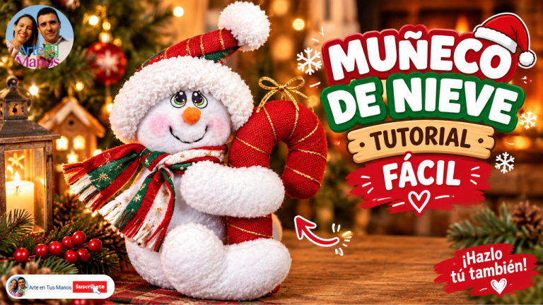 MUÑECO DE NIEVE Con BASTÓN, Fácil Con Arte en Tus Manos